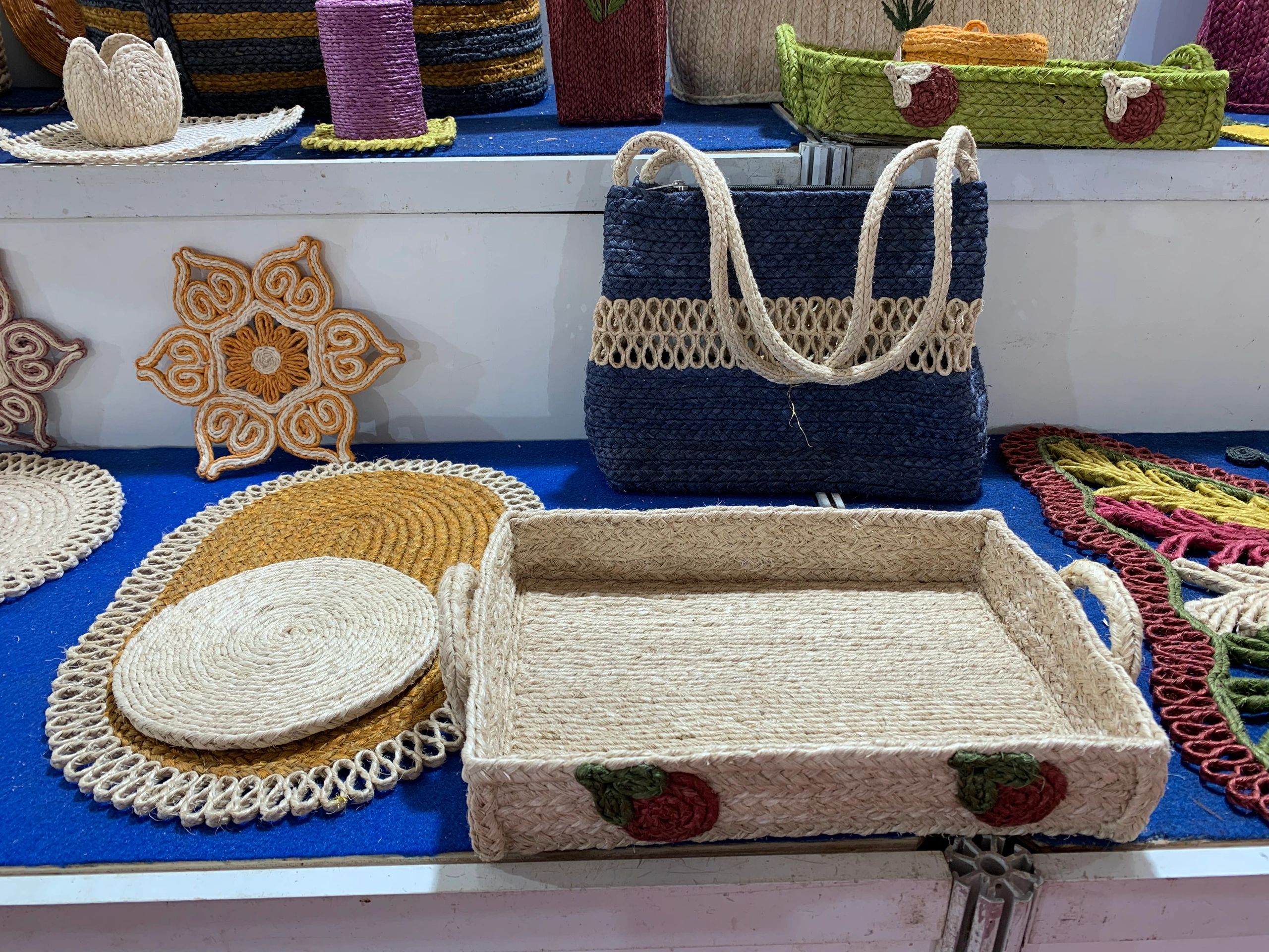 Handmade natural craft items arranged on a table