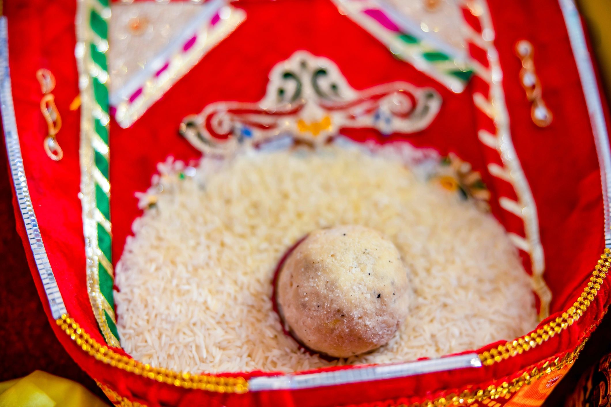 Close-up of Indian festive ritual items